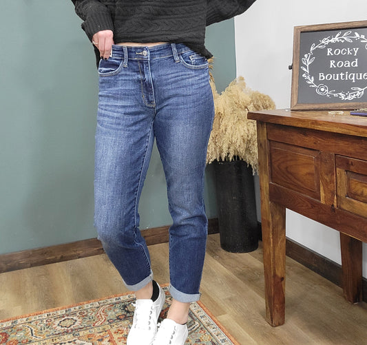 Judy Blue Marshall Mid Rise Cuffed Boyfriend Jeans