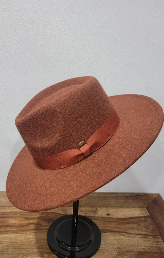 CC Beanie Fedora Hat - Heather Rust