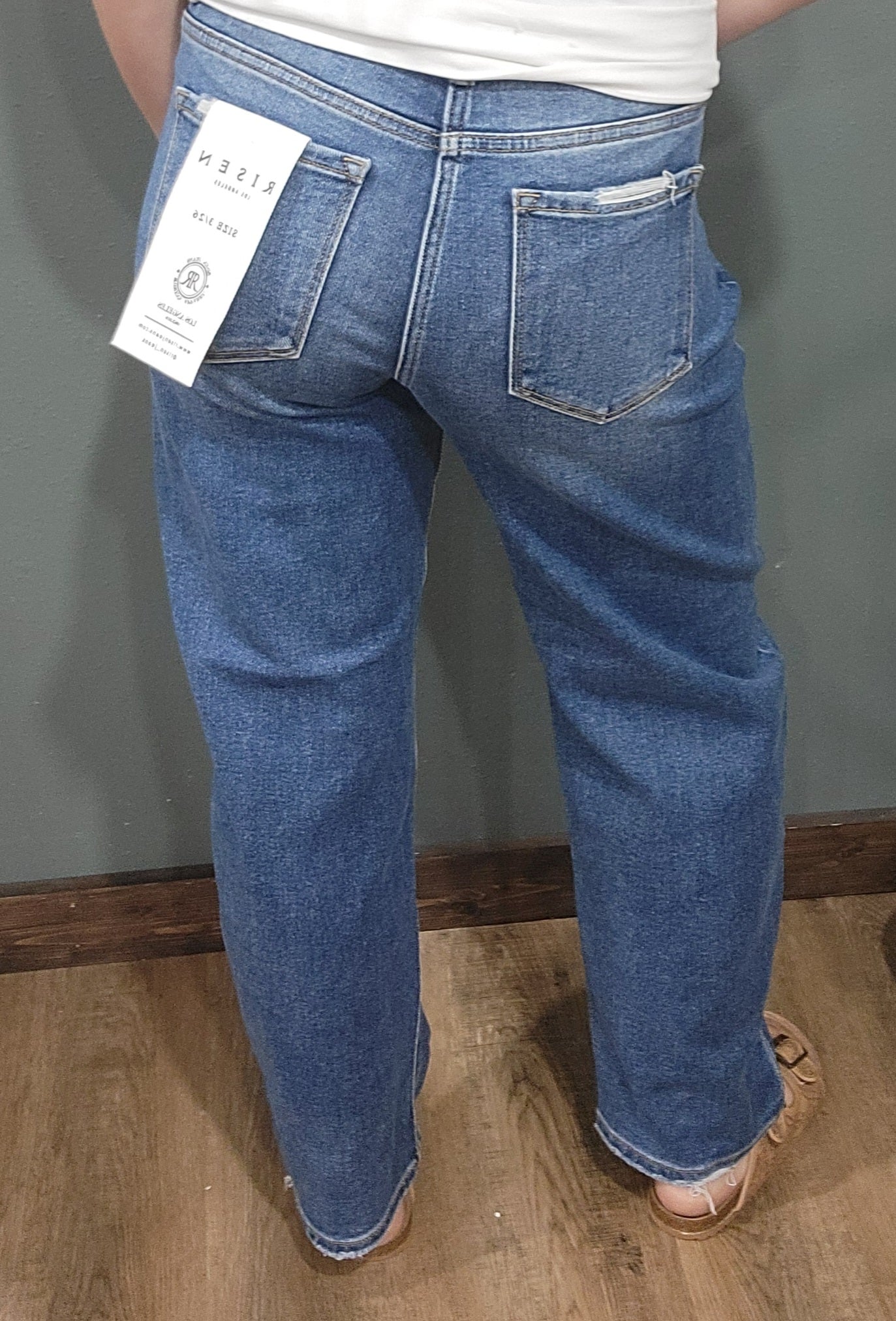 Risen High Rise Ankle Slim Barrel Tummy Control Jean