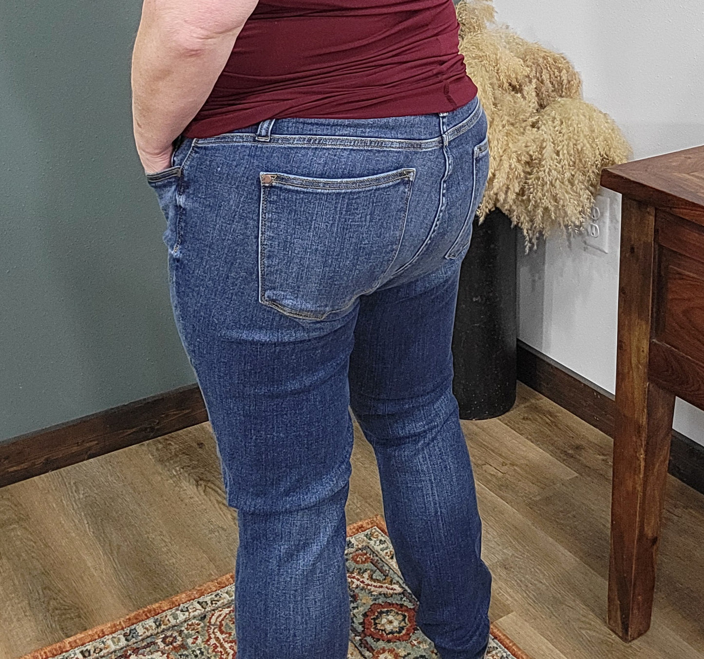 Plus/Reg Judy Blue Medium Wash Mid Rise Skinny Jeans