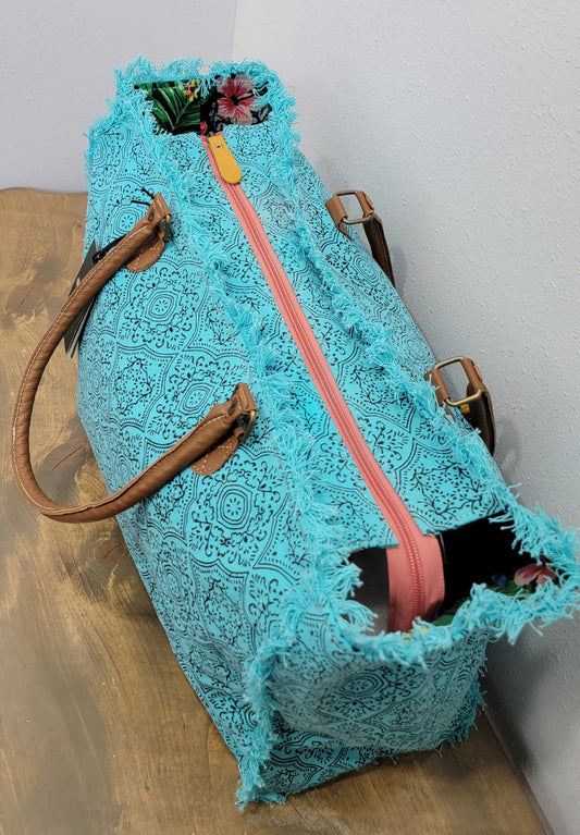 Myra Triple Fork Ranch Weekender Bag - Turquoise