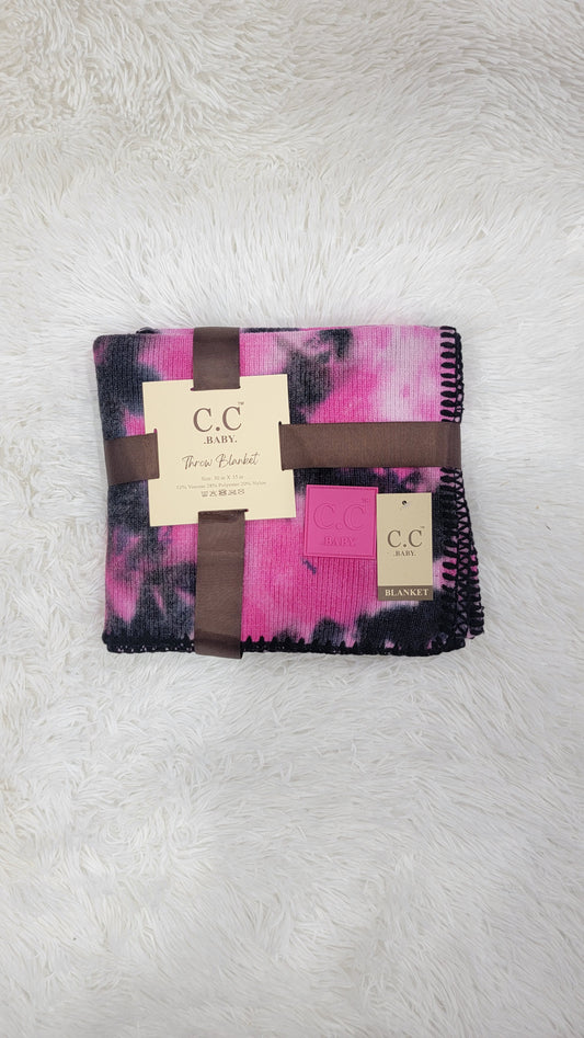 CC Black/Hot Pink Tie Dye Baby Blanket