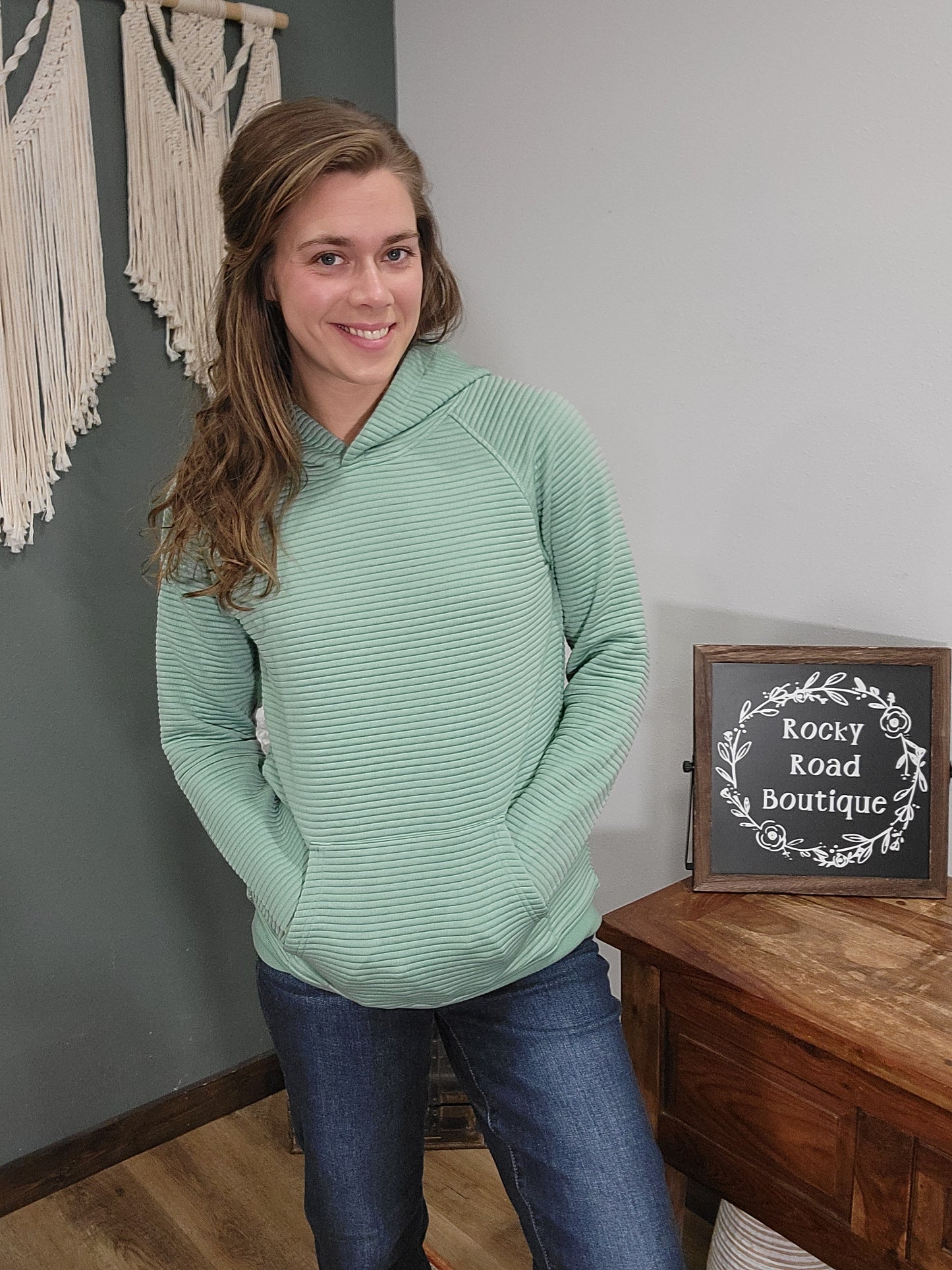 Michelle Mae Mint Ribbed Hoodie