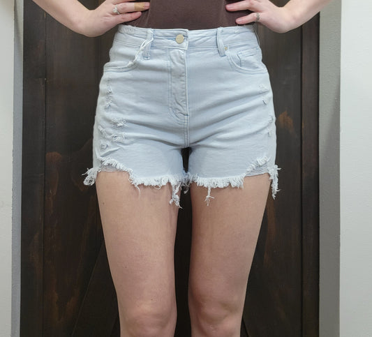 Risen Distressed Shorts in Ice Blue