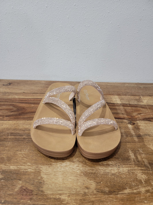 Forever Sparkly Rose Gold Strappy Sandal / Recommend