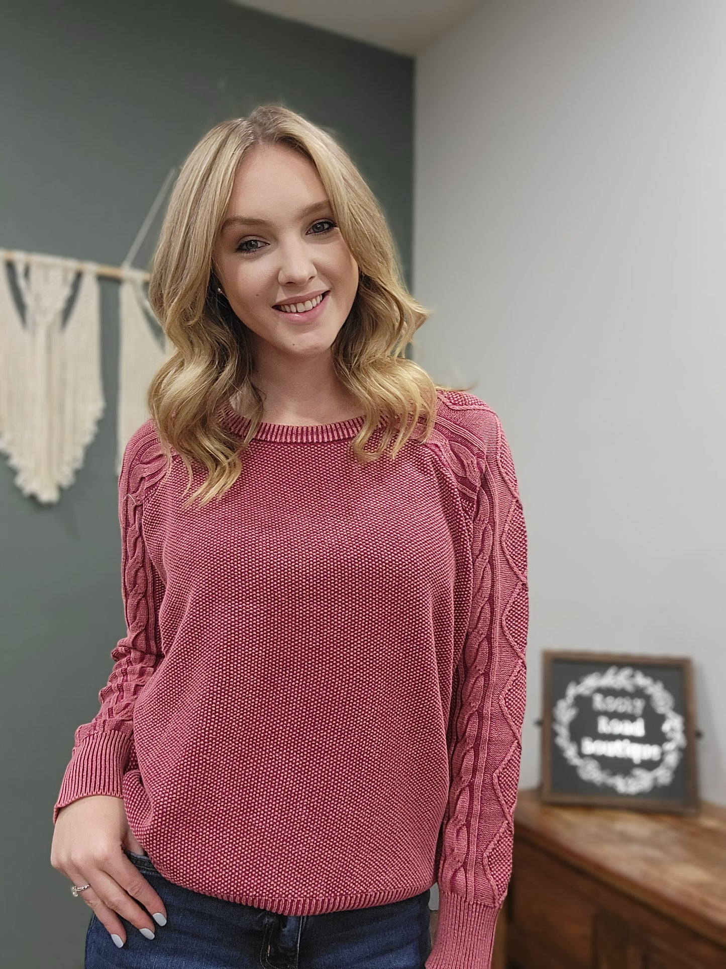 Zenana Burgandy Knit Sweater