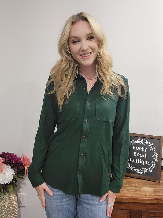 Panache Forest Green Button Up