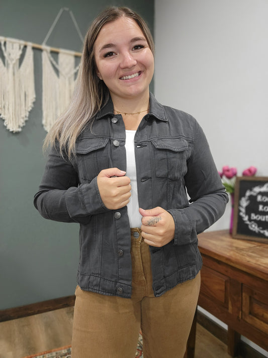 Thread and Supply Black Shadow Denim Pullover Jacket