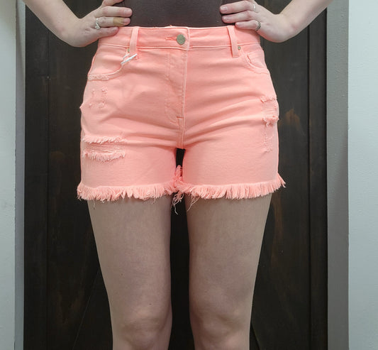 Risen Distressed Shorts in Barbie