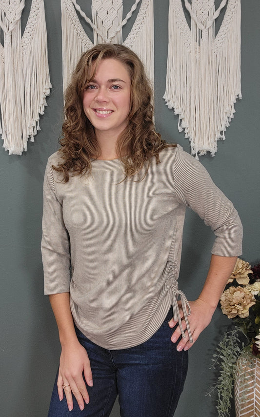 Southern Lady Sweet Cream Stripe Top