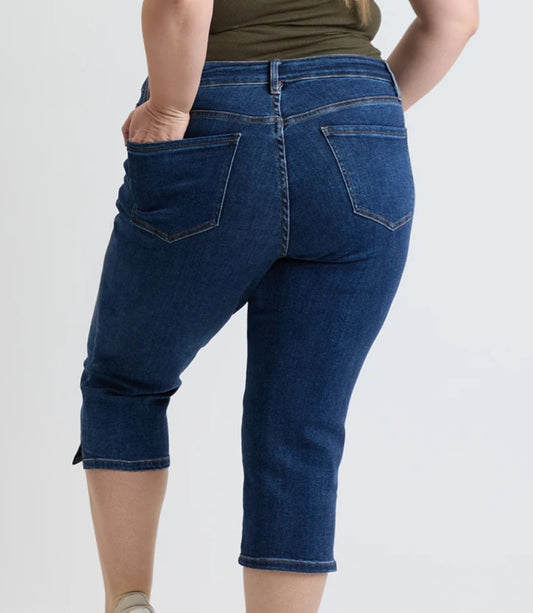 Royalty Curvy Dark Wash Capri Jean