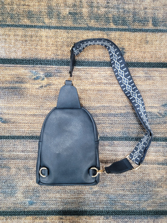 Jen&Co Navy Decorative Strap Sling Bag