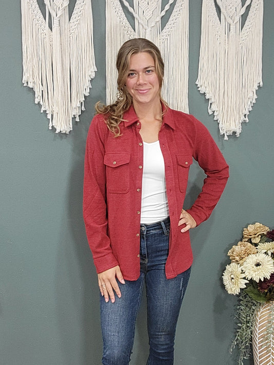 Thread and Supply Cassian Shirt - Crimson Heather