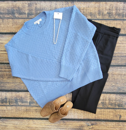 Michelle Mae Knit Sweater- Blue