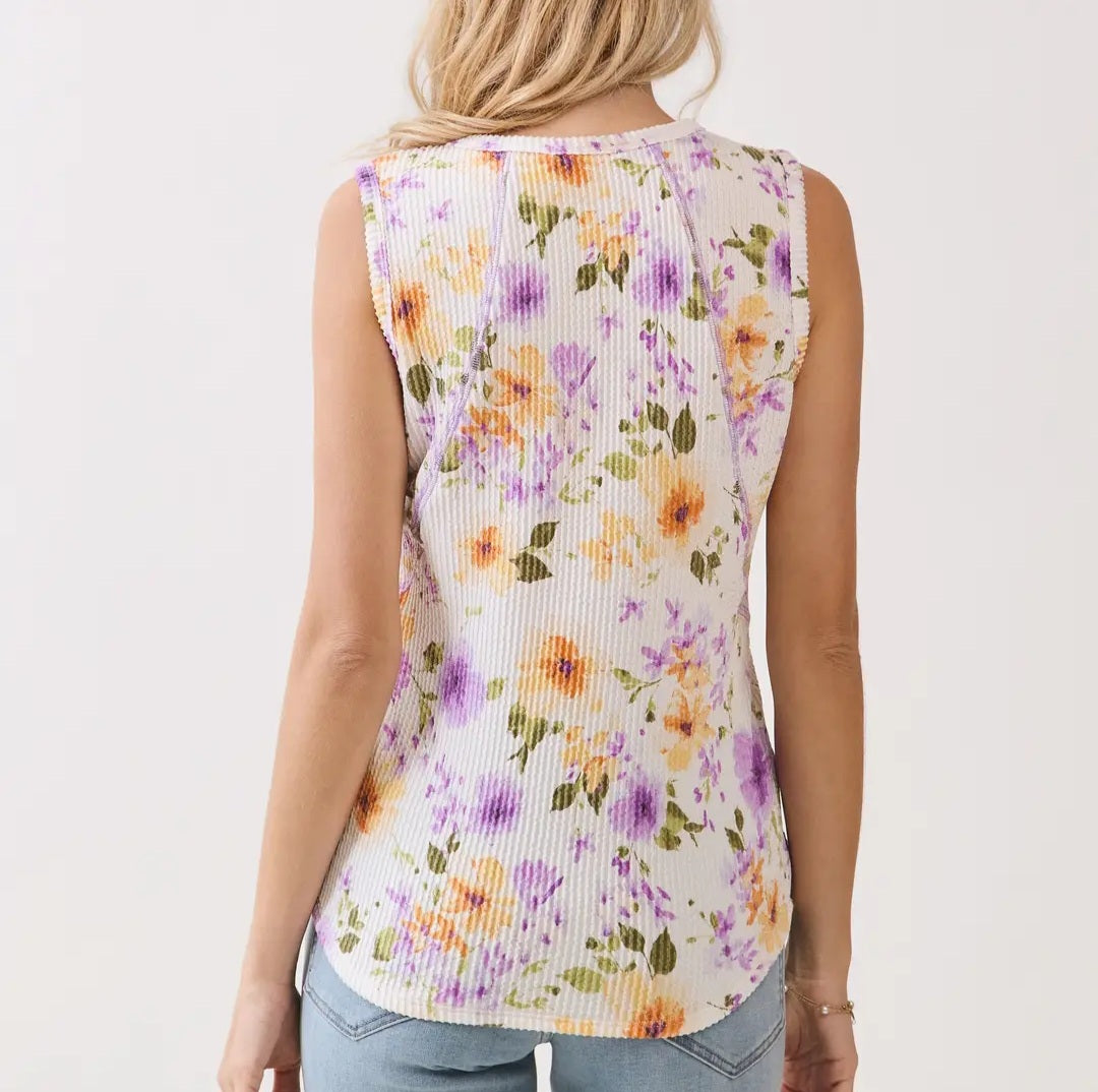 Bombom Floral Ribbed Tank Top