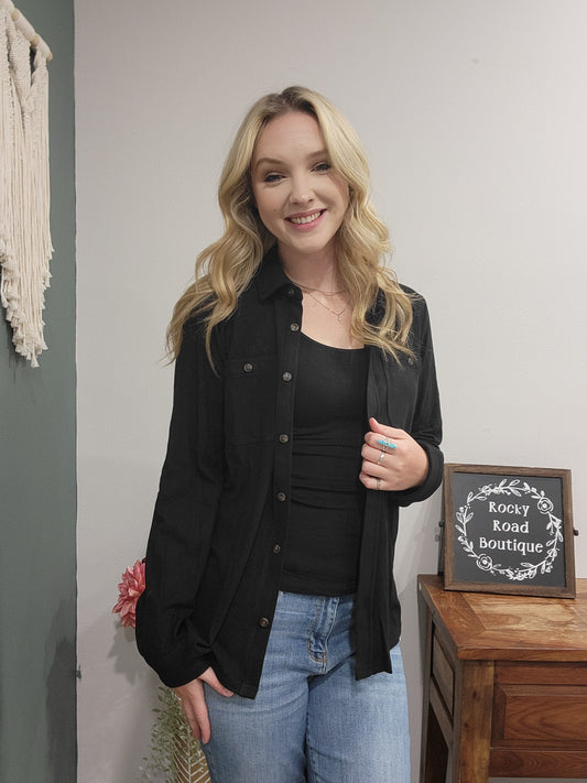 Panache Black Button Up