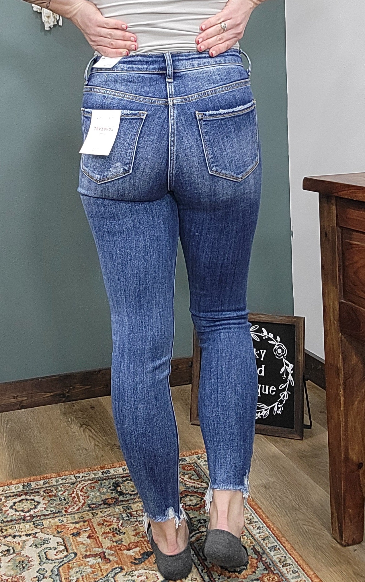 Lovervet High Rise Distressed Hem Skinny Jeans - Reg/Curvy