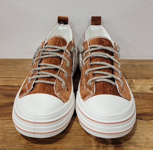 Very G Tan Rhinestone Aman 2 Slip-on Sneakers