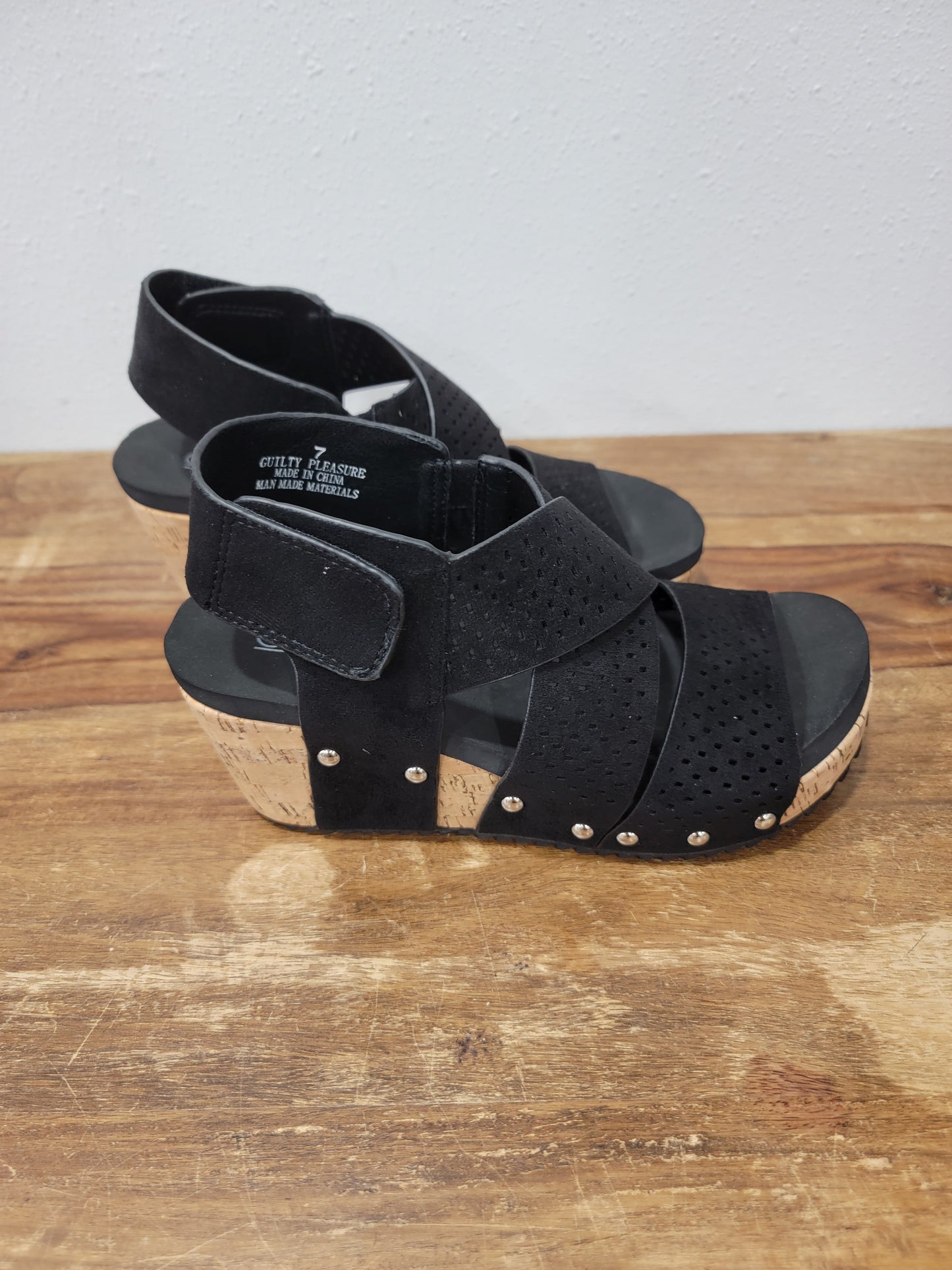 Corkys Black Guilty Pleasure Wedges