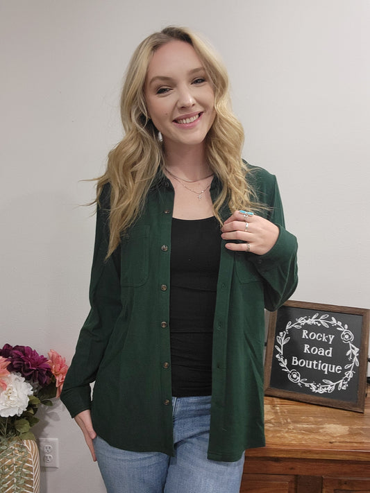Panache Forest Green Button Up