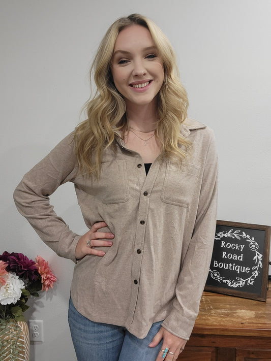 Panache Tan Button Up