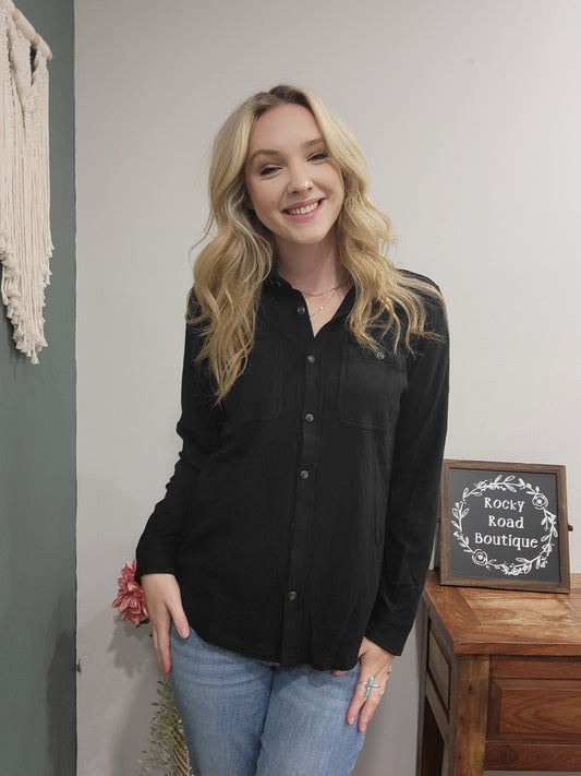 Panache Black Button Up