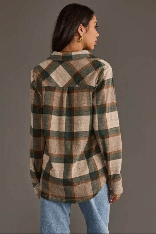Panache Soft Button Up - Green/Rust Plaid