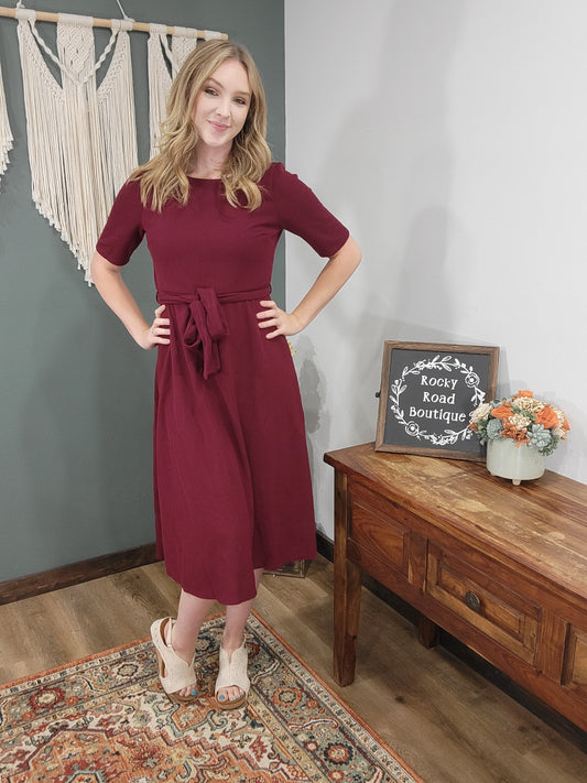 Gilli Red Knit Tie Dress