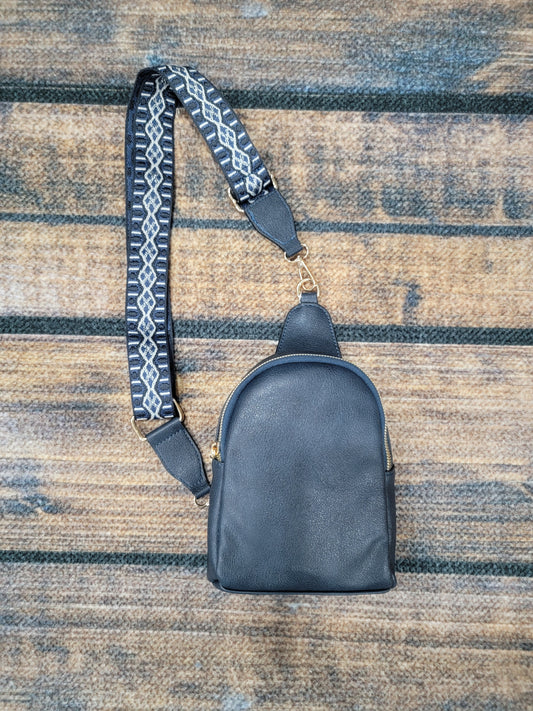 Jen&Co Navy Decorative Strap Sling Bag