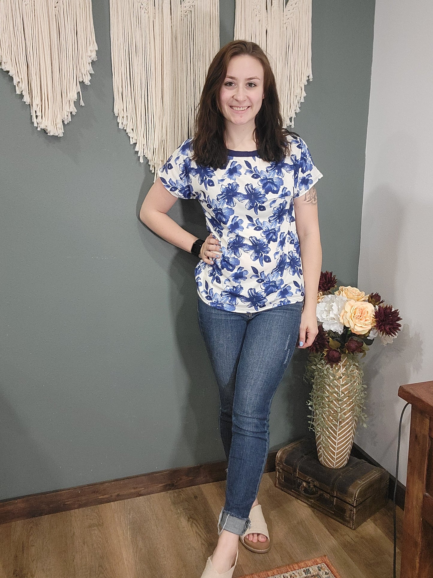 BomBom Blue Floral Shirt