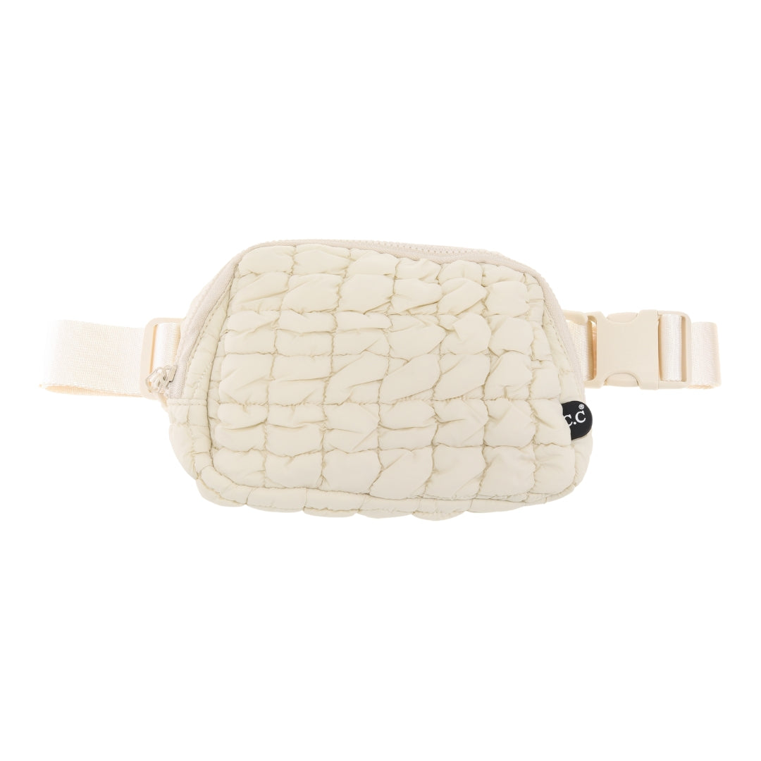 C.C Beige Quilted Puffer Belt Bag
