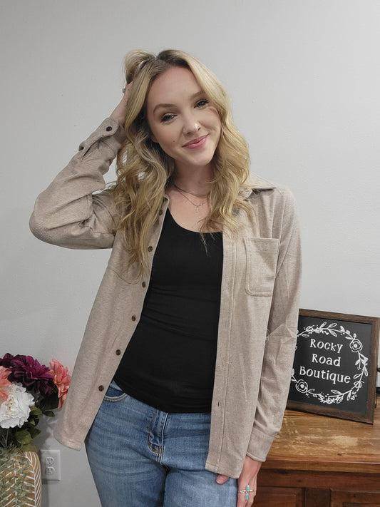 Panache Tan Button Up