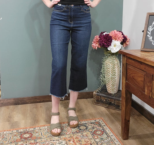 Judy Blue High Waist Wide Leg Cropped Jean