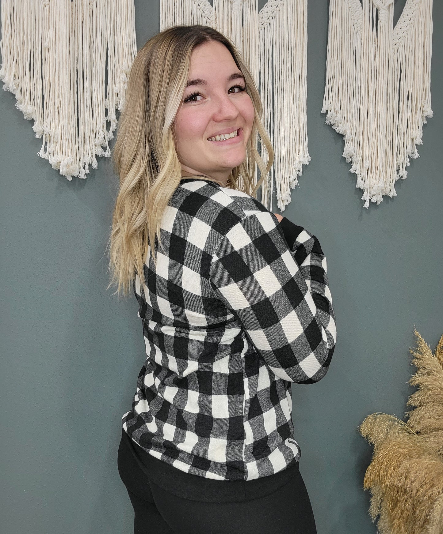 Black and White Buffalo Plaid Sweater