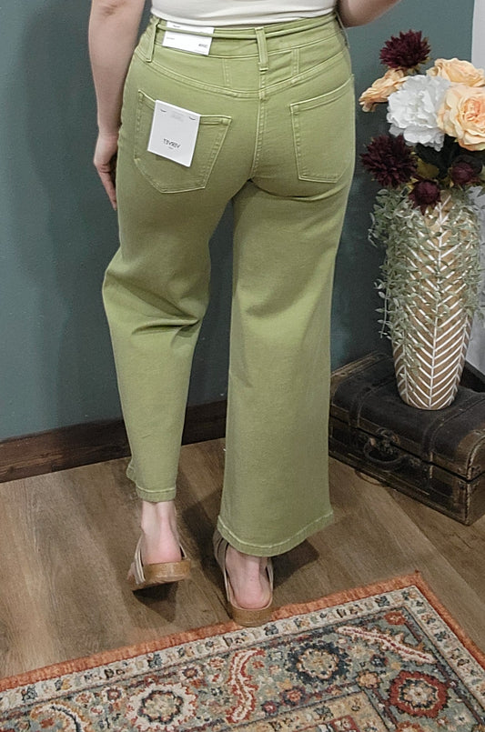 Vervet Wide Leg Eucalyptus Green Denim Jeans