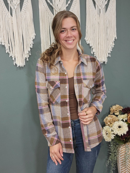 Thread and Supply Cassian Shirt - Sand Brown Plaid