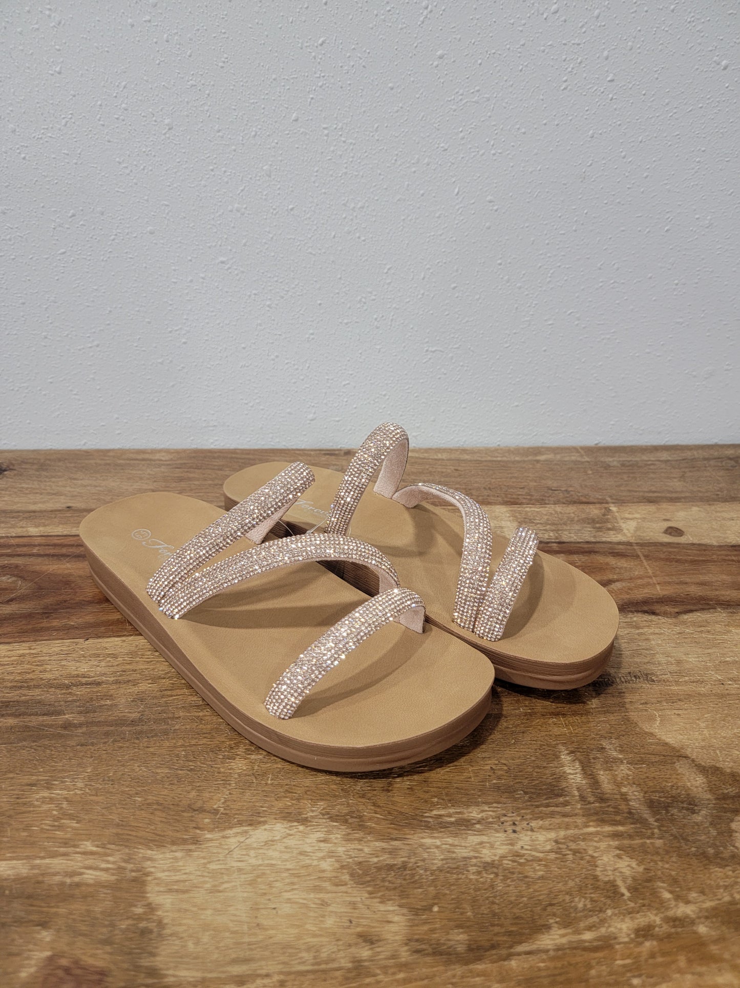 Forever Sparkly Rose Gold Strappy Sandal / Recommend