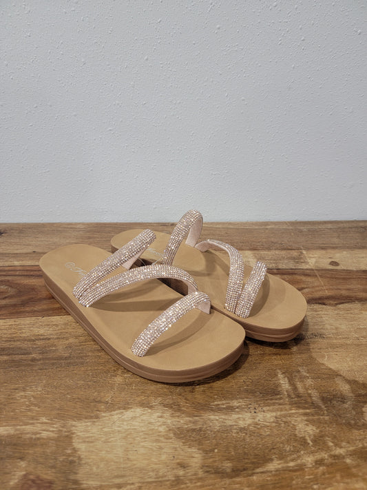 Forever Sparkly Rose Gold Strappy Sandal / Recommend