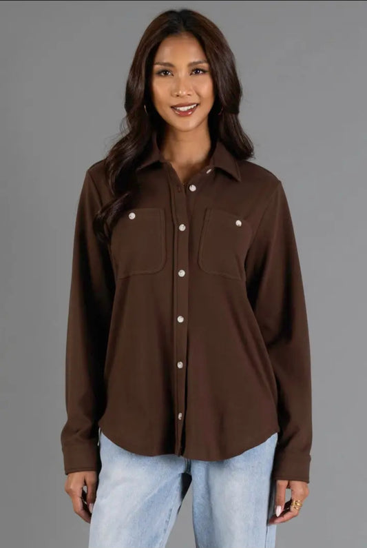 Panache Soft Button Up - Chocolate