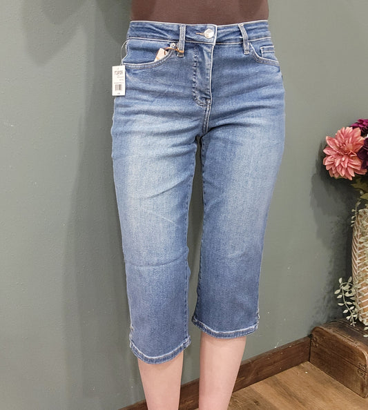 Royalty Tummy Control Medium Wash Capri Jean