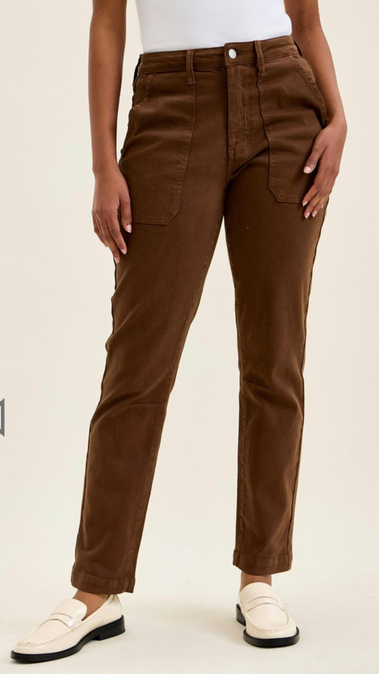 Judy Blue High Rise Trouser Aurora Jean - Mahogany