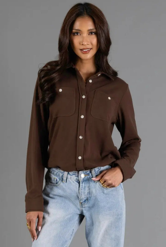 Panache Soft Button Up - Chocolate
