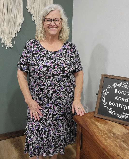 N Touch Purple+Pink Floral Dress