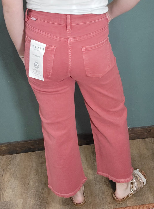 Risen High Rise Cropped Wide Leg Jean - Brick