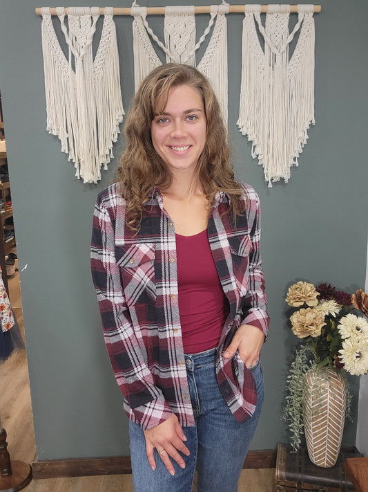 Thread and Supply Cassian Shirt -  Ruby Navy Plaid