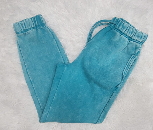 Zenana Sweatpants Acid Wash Turquoise