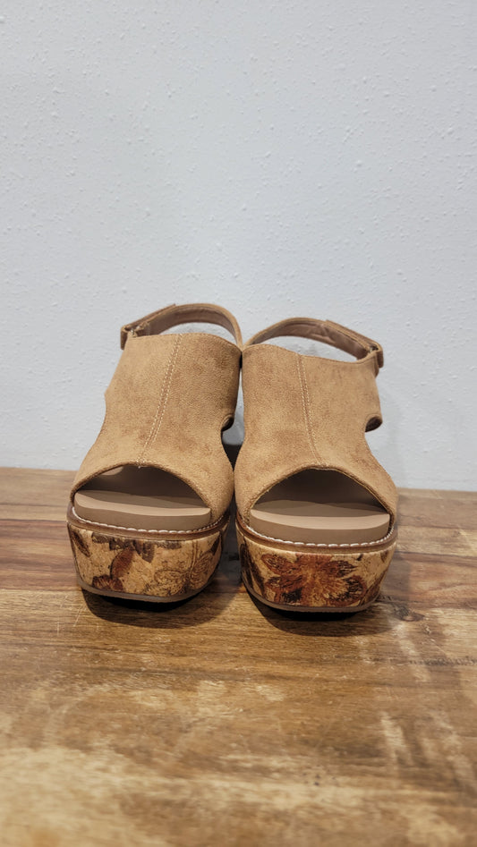 Corky- Freddie Tobacco Faux Suede Wedge