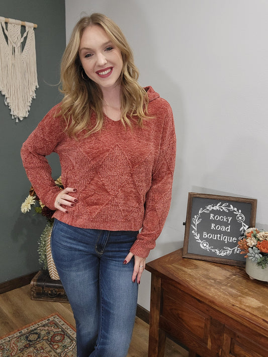 Staccato Chenille Hoodie Sweater