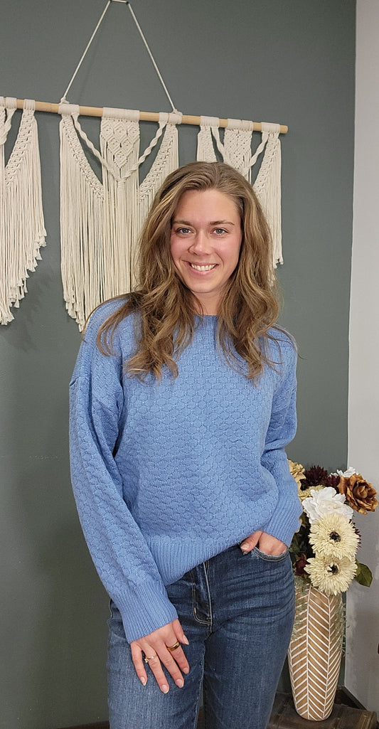 Michelle Mae Knit Sweater- Blue