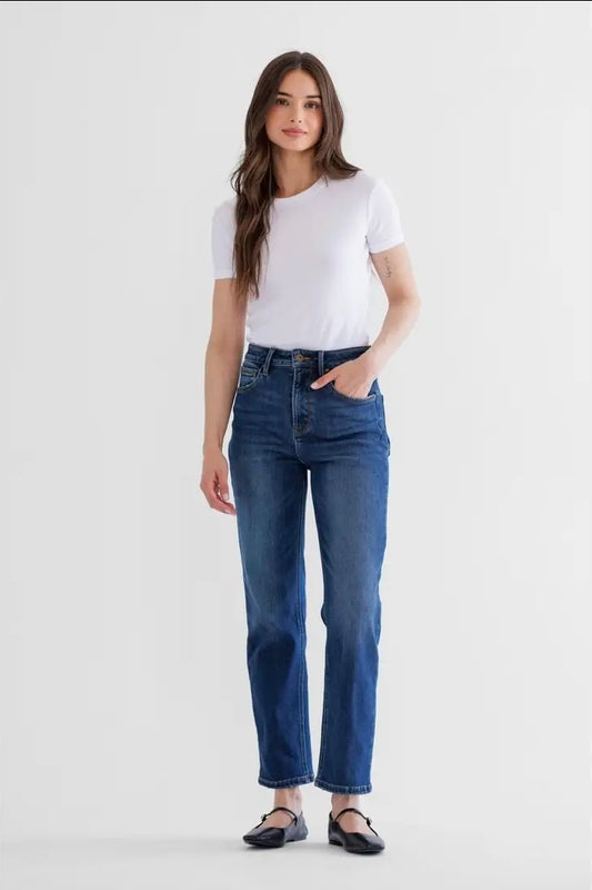 Mica Denim Super High Rise Straight Leg w/ Back Dart - Fleece